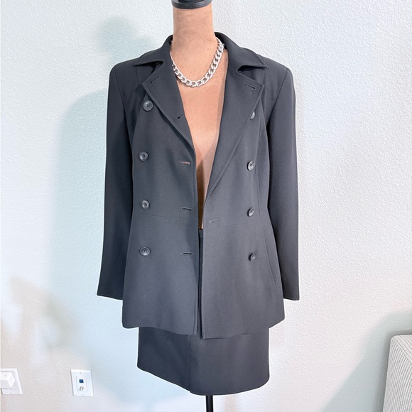 Black Power Suit 3-Piece Set Petite Blazer Skirt Pants | size 2p - Picture 5 of 6